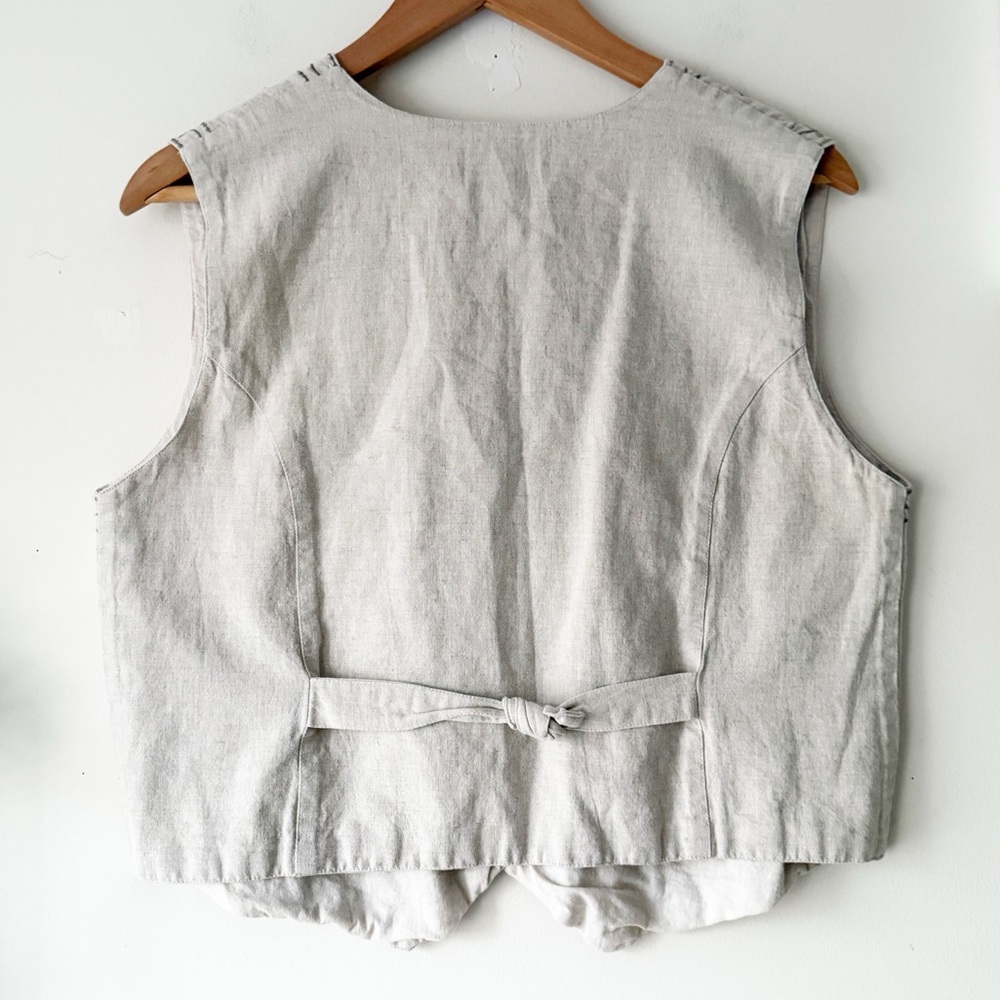 Vintage Cottagecore Floral Embroidered Cotton Linen Folk Vest Boho 90s Revival M - Picture 9 of 13